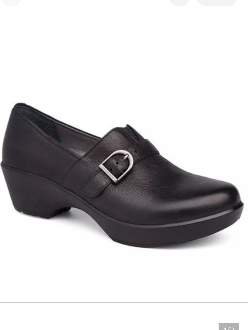 Dansko Black Leather Slip-On Comfort Loafers Buckle Detail Women 38 (US 7.5-8)